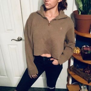 Cropped Polo Ralph Lauren Quarter Zip Sweatshirt